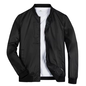 High Quality Wholesale Custom Men's Zipper up Fashion Solid color with Embroidery For Men Streetwear Full Sleeves Bomber <b>Jackets</b> - Product Image 2