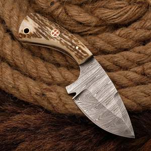 Cuchillo de caza y cocina de acero de Damasco hecho a mano, mango de madera, hoja fija, multifuncional para exteriores, funda de cuero para camping, OEM - Product Image 3