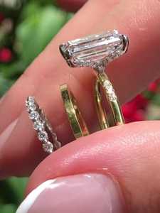 14K <b>Gold</b> Emerald Cut Engagement <b>Ring</b> Bridal <b>Set</b> IGI Certified F VS Lab Grown 2mm Width Bands Custom Fine Jewelry Factory Price - Product Image 5