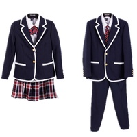 Uniformes scolaires pour garçons et filles, ensemble veste, chemise, pantalon et cravate avec logo personnalisé et couleur sur mesure