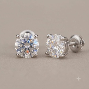 Pendientes de Oro Amarillo Sólido de 14K con Diamante Cultivado en Laboratorio CVD de Corte Brillante de 1ct 2ct, Certificado IGI, de Lujo, Unisex para Hombre y Mujer - Product Image 1