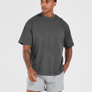 Custom Logo High Quality Breathable Woven Blank Heavy Weight Boxy Loose Fit 100% Cotton <b>Drop</b> Shoulder Oversized Cropped T Shirts - Product Image 3