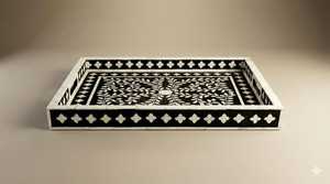 Elegant Classic Polished Double Tier Bone Inlay Tray Luxury Handmade Premium Quality Movable Decorative Dining <b>Table</b> - Product Image 5