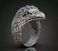 Bague en argent sterling 925 motif tête d'aigle royal, bague statement pour homme, bijoux en gros