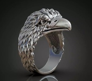Bague en argent sterling 925 motif tête d'aigle royal, bague statement pour homme, bijoux en gros - Product Image 3