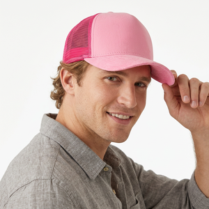 Gorra Trucker Rosa de Malla, 6 Paneles, Ajustable, Color Sólido, Unisex, para Primavera/Verano - Product Image 2