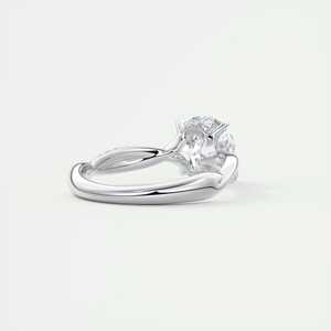 Bague de fiançailles solitaire en or blanc 14 carats avec diamant de laboratoire rond de 2,15 carats, sertie pavé en nœud entrelacé, pour demande en mariage - Product Image 6