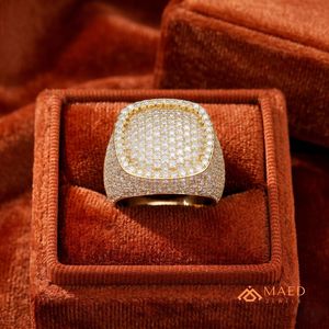 Anillo de Plata Chapado en Oro con Moissanita y Zirconia Cúbica, Estilo Hip Hop, para Hombre, Aniversario - Product Image 4
