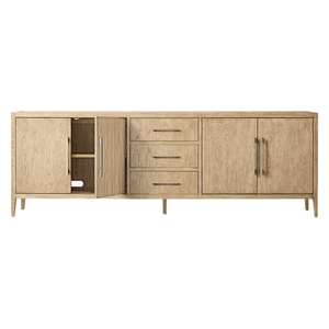 Aparador Moderno de Lujo, Mueble de Teca Sólida con Acabado Natural, Cuatro Puertas, Tres Cajones, Ecológico, para Villa - Product Image 2