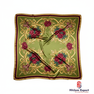 Collection en gros de foulards carrés tendance et personnalisés, imprimés, doux au toucher soyeux, utilisables comme hijab ou châle, pour la mode avant-gardiste. - Product Image 6