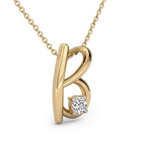 จี้เพชรทรงกลมแบบคลาสสิก ทองคำแท้ 14K ประดับเพชรแล็บ รูปตัวอักษร B ราคาขายส่ง - Product Image 1