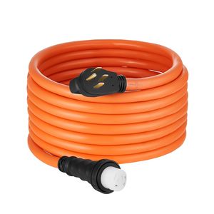 สายไฟเครื่องกำเนิดไฟฟ้า 50 แอมป์ ยาว 50 ฟุต 125/250 โวลต์ สายไฟสำหรับรถบ้าน RV หัวต่อ NEMA 14-50P ถึง SS2-50R แบบล็อคเกลียว สำหรับงานหนัก สายไฟขนาด 6AWG/3 พร้อมหูจับ ได้รับการรับรองมาตรฐาน ETL - Product Image 1