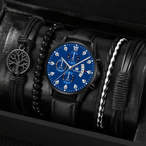 NW1446 Punk Leather Bracelets Men's Rhinestone Calendar Fashion Casual Quartz <b>Watch</b> - Product Image 6