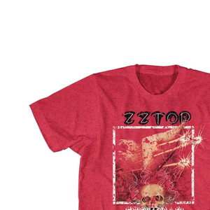 LAMA T-shirt rouge pour homme avec imprimé feu et crâne, manches courtes, col rond, coupe régulière, en jersey de coton - Product Image 2