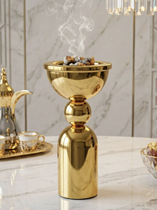 Luxury Stainless Steel Bakhoor Burner with Pedestal Base and Decorative Bowl for Incense Burning <b>Home</b> Decor and Tabletop - Product Image 3