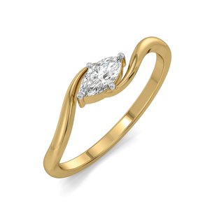Anillo de Compromiso de Diamantes con Corte Marquesa en Oro Amarillo para Mujer, Estilo Clásico - Product Image 2
