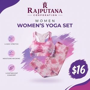 Ensemble 2 pièces de yoga pour femme : Soutien-gorge dos nageur imprimé tie-dye et legging long à séchage rapide en Spandex et Polyester. Ensemble de leggings dos nageur pour homme. - Product Image 1