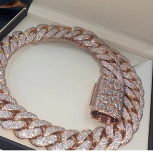IGI Certified RATAN JEWELS14K Rose Gold Cuban Link <b>Necklace</b> Iced Out VVS Moissanite Diamond Hip Hop Luxury Chain Unisex for Men - Product Image 6