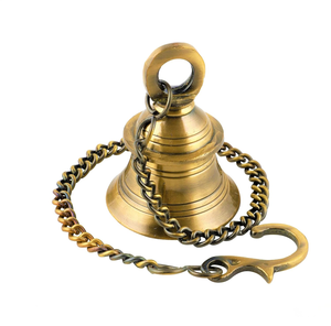 <b>Brass</b> Decorative Wall Hanging <b>Bell</b> with Chain and Hook Vintage Nautical Door <b>Bell</b> for Home Office Garden and Outdoor Decor - Product Image 1
