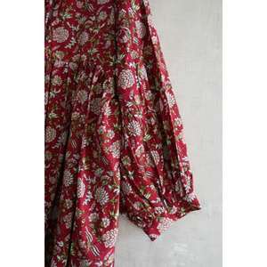 Vestido Boho de Algodón Hecho a Mano para Mujer, Estampado con Bloques, Natural, Lavable, Ligero, Transpirable, Vestido de Verano, Moda Ética - Product Image 2