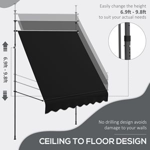 Tenda da Sole Retrattile Manuale Nera Elegante 65 x 4 m, Autoportante, Protezione UV 5m per Finestre, Porte e Terrazze, Facile Installazione Senza Viti - Product Image 4