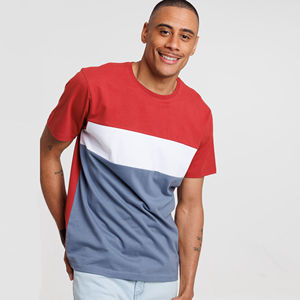 <b>Mens</b> Color Block Striped Short Sleeve Cotton T-<b>Shirt</b> Custom Logo OEM ODM Wholesale Apparel - Product Image 5