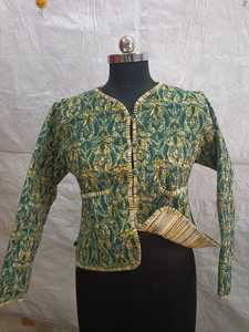Veste matelassée réversible en coton pour femme, imprimée à la main motif floral, style boutique, fabrication OEM - Product Image 1