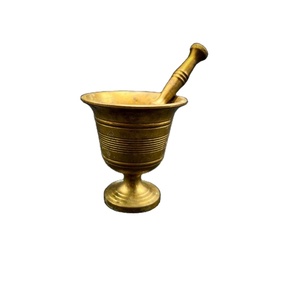 Brass simple design mortar and pestle for home restaurant kitchen accessories <b>herb</b> & spice tools granite medicine <b>grinder</b> masher - Product Image 1