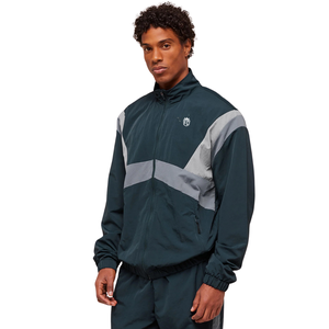 Veste de survêtement rétro bleu pétrole pour homme, coupe oversize, fermeture éclair intégrale, vêtement de sport décontracté, course à pied, gym, activewear, coupe-vent - Product Image 3