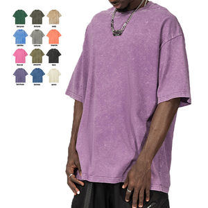 Camiseta de manga corta de doble capa con lavado ácido y logotipo personalizado para hombre - Product Image 5