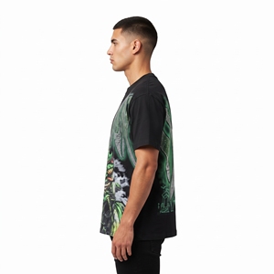 Camiseta Oversize para Hombre con Estampado Gráfico, Negra, de Algodón, Estilo Urbano, con Estampado Frontal de Motocicleta Monstruo - Product Image 3