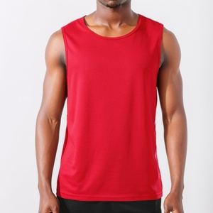 180 GSM Custom Activewear Cut Off Shirts Men Polyester Gym Stringer Basketball <b>Singlets</b> <b>Running</b> Tank Top Men - Product Image 2