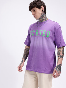 Camiseta de Algodón para Hombre, Cuello Redondo, Manga Corta, Color Morado, Personalizada con Letras Impresas, Corte Regular, Estilo Jersey, Diseño Liso - Product Image 3