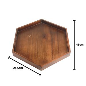 Plateau de service octogonal en bois, plateau décoratif avec poignées intégrées, plateau en bois poli pour table, salle de bain, bureau - Product Image 2