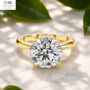 Bague en diamant rond cultivé en laboratoire certifié IGI de 1 à 5 carats |   Bague de fiançailles solitaire en or massif 14 carats |   Fabrication d'anneaux de mariage en diamant CVD - Product Image 1