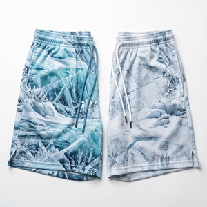 Pantalones cortos de malla con gráfico de rejilla cibernética digital personalizados, pantalones cortos deportivos de entrenamiento de baloncesto por sublimación para hombre - Product Image 6