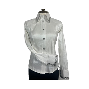 Fait à la main Cowgirl Western Show chemise taille haute fermeture à glissière respirant Stretch taffetas tissu pour l'équitation porter - Product Image 1
