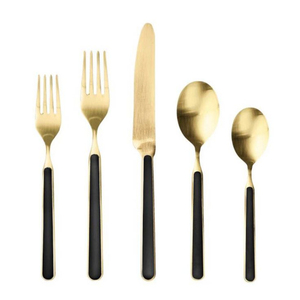 Ensemble de couverts en acier inoxydable 18/10 de haute qualité, finition miroir, or mat, design moderne, pour location de mariage, hôtel de luxe, utilisation en fête - Product Image 3