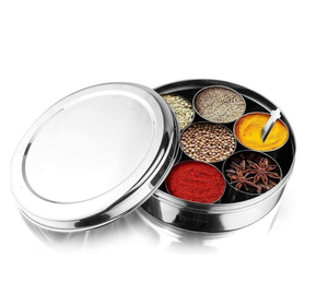 New Crafts Mirror Polished Stainless Steel Spice <b>Box</b> <b>Herb</b> Tool Storage with Lid and Spoon - Product Image 1