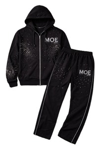 Conjunto de Chándal de Alta Calidad con Pedrería, Sudadera con Capucha de Forro Polar Grueso con Cremallera, Estilo Urbano Oversize con Brillos, Sudadera con Capucha para Hombre, Proveedor Mayorista - Product Image 2