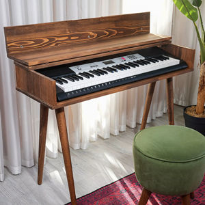 Soporte de Piano de Madera Sólida de Mediados de Siglo, Mesa de Piano Digital de Madera, Mueble para Estudio Musical y Práctica, Superventas - Product Image 1