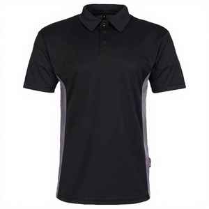 เสื้อยืดแขนสั้นสีดำสำหรับผู้ชาย ผ้าโพลีเอสเตอร์ 100% แห้งเร็ว ทรงปกติ สวมใส่สบาย สีพื้น ผ้าถัก รับสกรีนโลโก้คุณภาพสูง - Product Image 3