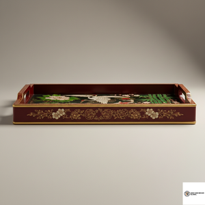 ถาดเสิร์ฟไม้สี่เหลี่ยมสไตล์อินเดียสุดหรู  แบบคลาสสิก เป็นมิตรกับสิ่งแวดล้อม ย่อยสลายได้ ทำด้วยมือ เหมาะสำหรับเป็นของขวัญ - Product Image 2