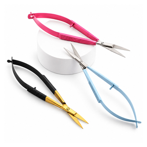 Tijeras de Precisión para Pestañas de Acero Inoxidable con Punta Suave para Recortar Cejas y Cutículas en Colores Rosa, Azul, Negro y Dorado - Product Image 1