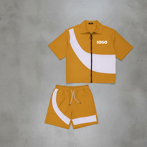 OEM Custom Reflective Track Suit Two Piece <b>Short</b> Sweatsuit Nylon Zipper Windbreaker <b>Jacket</b> <b>Short</b> Set Tracksuit for Men - Product Image 5
