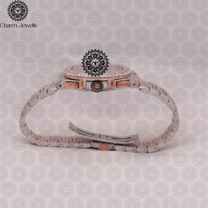 Charm_Jewells Women's Luxury Stainless Steel <b>Diamond</b> <b>Watch</b> Round Case 30mm Analog Quartz Folding Clasp Sapphire Crystal - Product Image 2