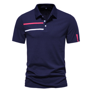 Affordable Price Short Sleeve Polo <b>Shirt</b> With <b>Red</b> And White Stripes Contrast Trim Regular Fit Casual Knitted T-<b>Shirt</b> - Product Image 5