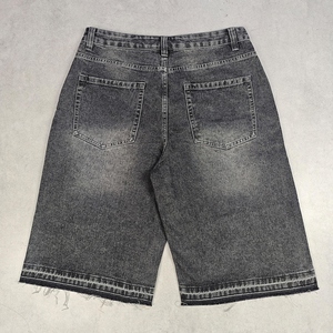 Pantalones Cortos Vaqueros Personalizados 100% Algodón para Hombre, Estilo Urbano, Holgados, Vintage, Lavados, con Pedrería - Product Image 6
