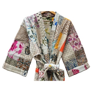 ชุดกิโมโนผ้าฝ้ายวินเทจอินเดียทำด้วยมือชุดนอนน้ำหนักเบาสำหรับผู้หญิงใส่อยู่บ้านลำลองฤดูร้อน - Product Image 4