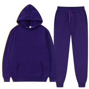 Conjunto de chándal de felpa de algodón suave y cómodo para hombre con logotipo personalizado, ropa de invierno, chándal teñido liso. - Product Image 5